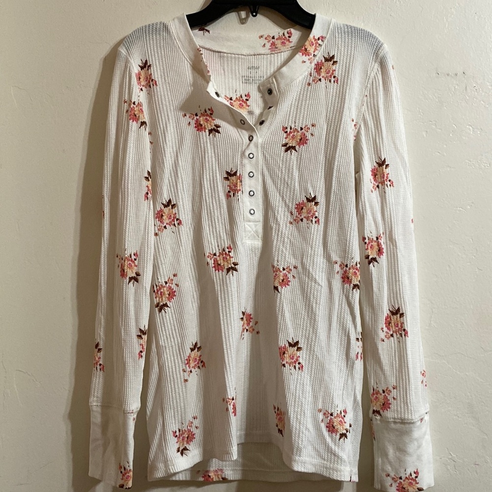 Aerie Long Sleeve Floral Print Henley